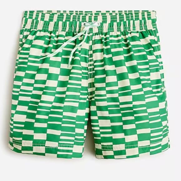 J. Crew Other - New with tags J.Crew boys green and white geometric print swim trunks UPF 50